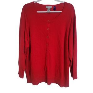 Catherines Women's Snap Button Cardigan Red Cotton Valentines Day Size 2X Petite